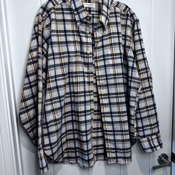 christian dior Other - Vintage  Cristian Dior Checkered Shirt in Navy and Yellow